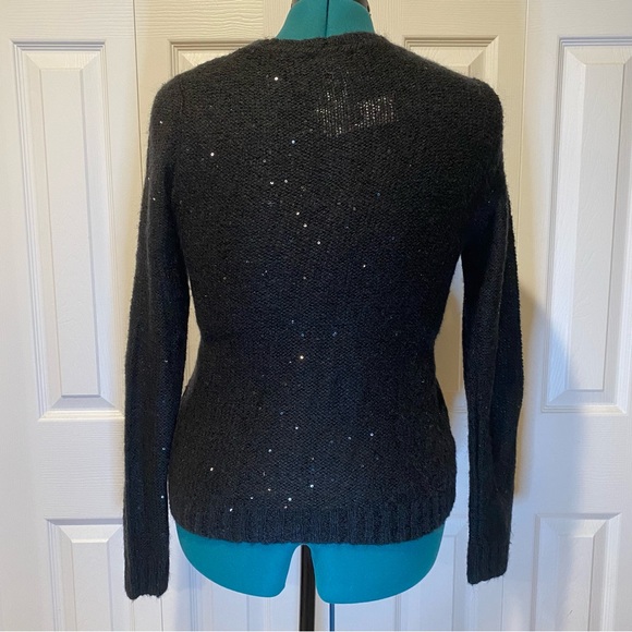 2for$35 NWT GAP Black Sequin Wool Cardigan. Size Medium. - Picture 4 of 11